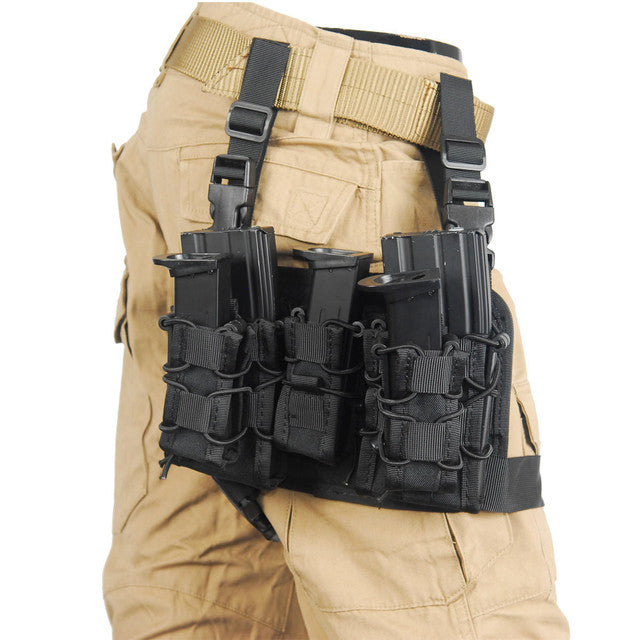 Lancer Tactical TKO Mag Pouch Leg Rig, Black