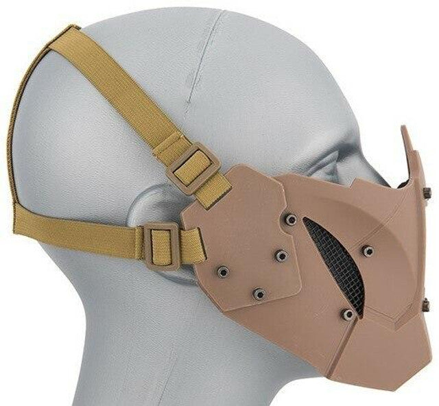 Mesh & Polymer Retro Mecha Lower Face Protection System, Tan