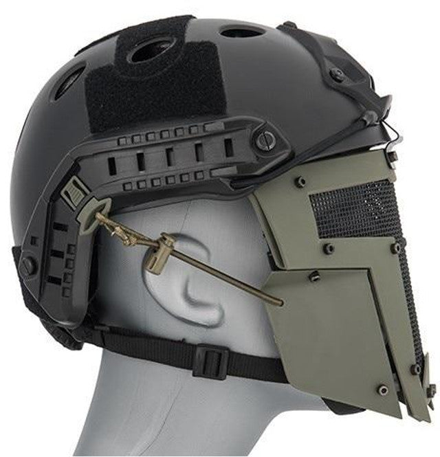 Mesh Mask Face Shield for Airsoft Helmet Systems, OD Green