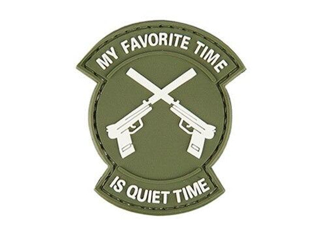 "My Favorite Time Is Quiet Time" PVC Patch, OD Green