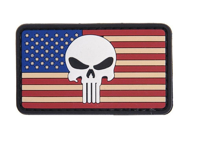 Punisher Red White & Blue USA Flag PVC Velcro Patch