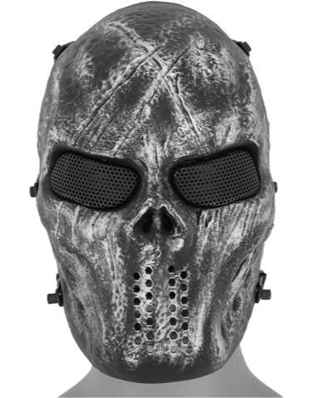 UK Arms Villain Skull Mesh Face Mask, Silver/Black