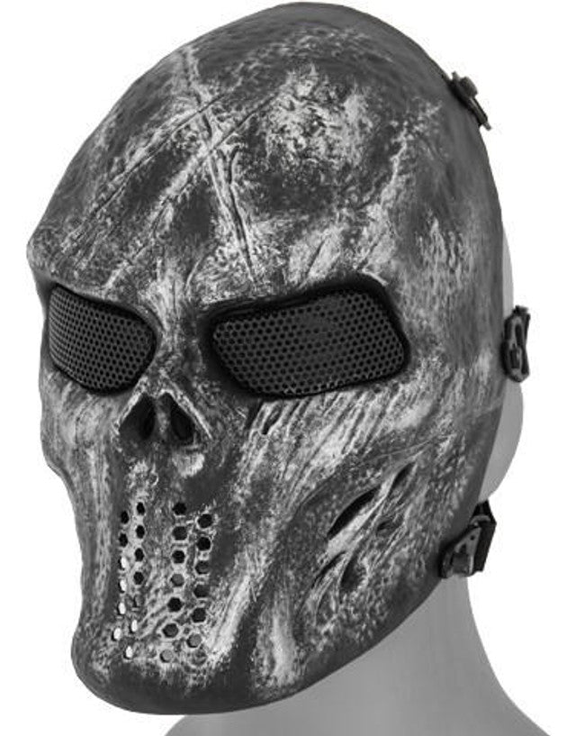 UK Arms Villain Skull Mesh Face Mask, Silver/Black