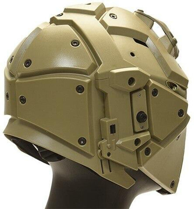 WoSport Tactical Helmet w/ NVG Shroud & Transfer Base, Tan