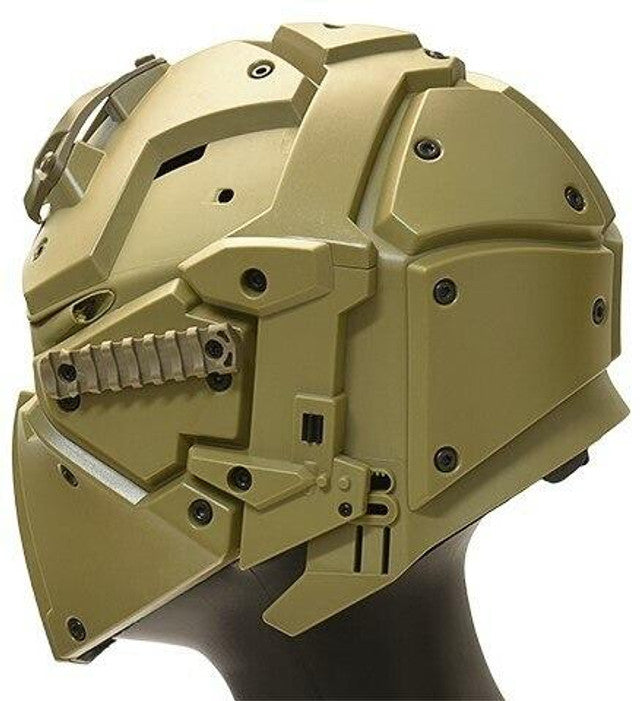 WoSport Tactical Helmet w/ NVG Shroud & Transfer Base, Tan